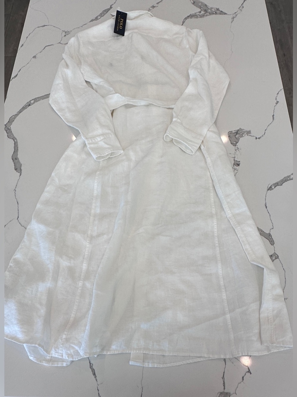 Polo Ralph Lauren Women’s Belted Linen Shirtdress White Sz 8 NWT - Picture 8 of 11